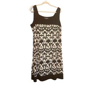 Addition Elle Black and White Sleeveless Patterned Mini Dress